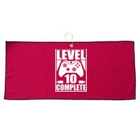 Level 10 Complete Video Gamer 10th Birthday Large Microfiber Waffle Golf Towel