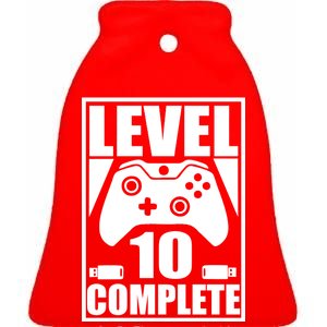 Level 10 Complete Video Gamer 10th Birthday Ceramic Bell Ornament