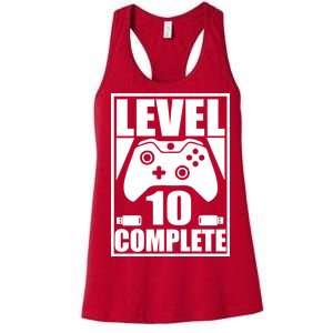 Level 10 Complete Video Gamer 10th Birthday Women's Racerback Tank