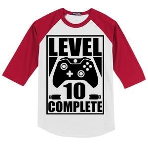 Level 10 Complete Video Gamer 10th Birthday Kids Colorblock Raglan Jersey