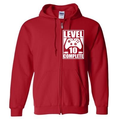 Level 10 Complete Video Gamer 10th Birthday Full Zip Hoodie