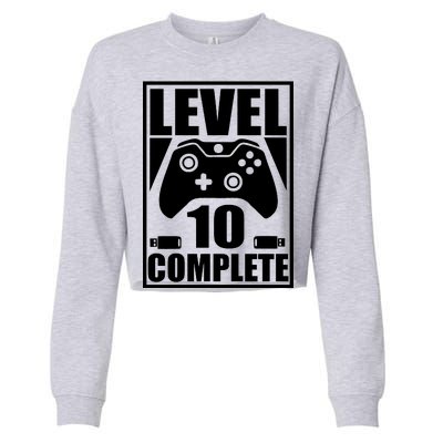 Level 10 Complete Video Gamer 10th Birthday Cropped Pullover Crew