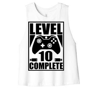 Level 10 Complete Video Gamer 10th Birthday Women's Racerback Cropped Tank