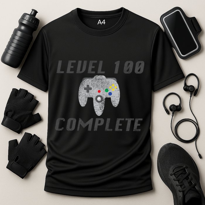 Level 100 Complete 100th Birthday Cooling Performance Crew T-Shirt