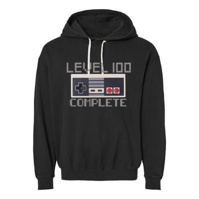 Level 100 Complete Retro Gamer 100th Birthday Garment-Dyed Fleece Hoodie
