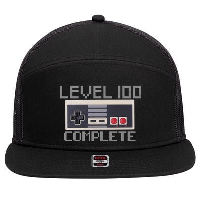 Level 100 Complete Retro Gamer 100th Birthday 7 Panel Mesh Trucker Snapback Hat