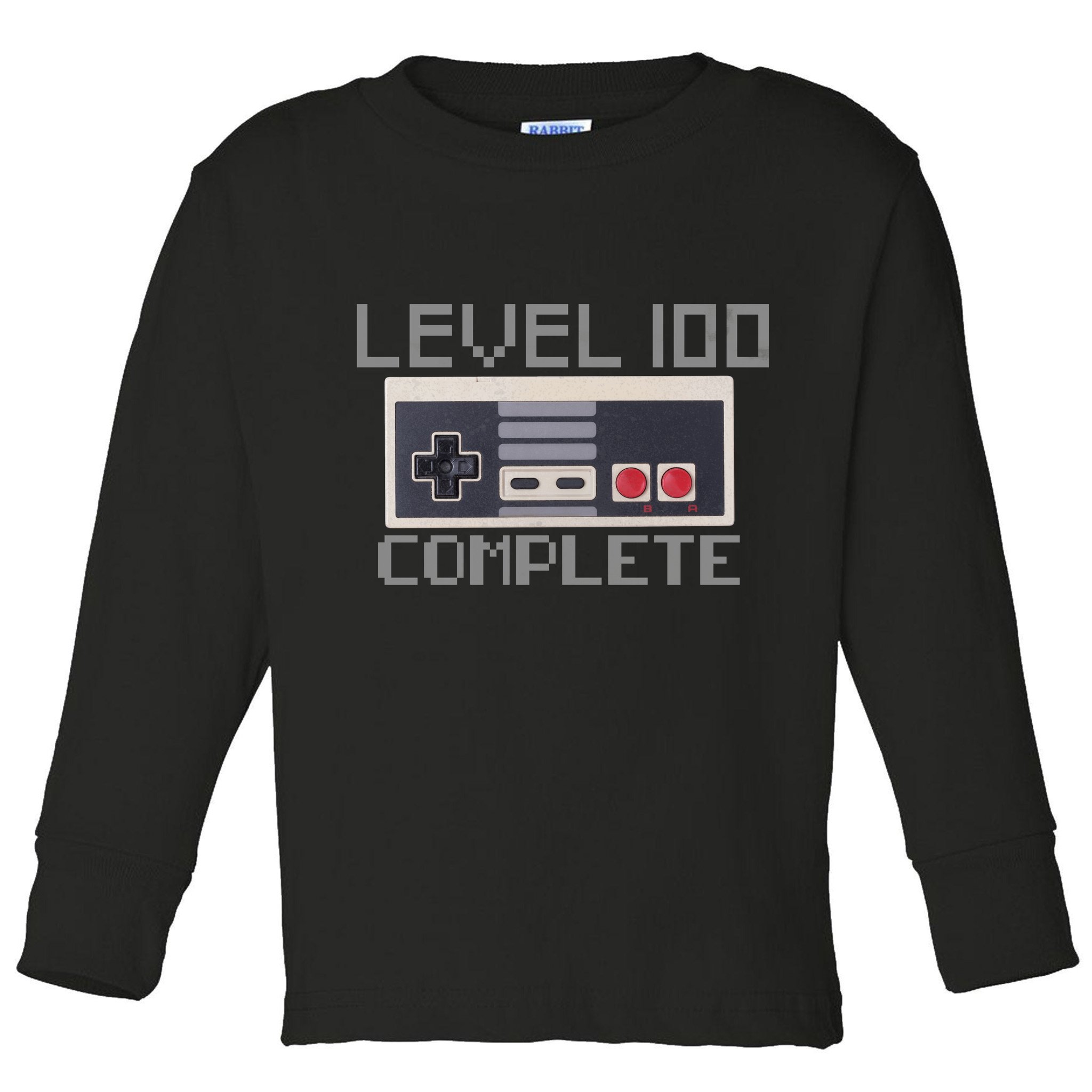 Level 100 Complete Retro Gamer 100th Birthday Toddler Long Sleeve Shirt