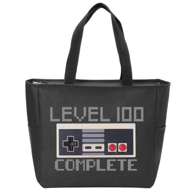 Level 100 Complete Retro Gamer 100th Birthday Zip Tote Bag