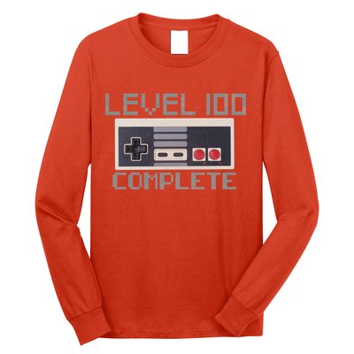 Level 100 Complete Retro Gamer 100th Birthday Long Sleeve Shirt