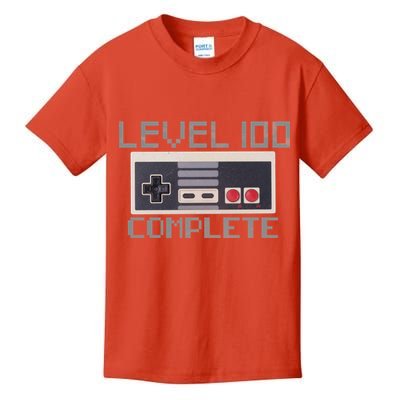 Level 100 Complete Retro Gamer 100th Birthday Kids T-Shirt