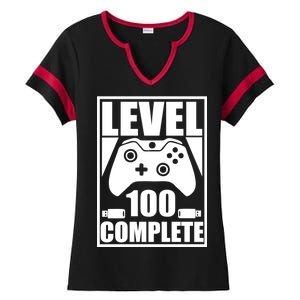 Level 100 Complete Video Gamer 100th Birthday Ladies Halftime Notch Neck Tee