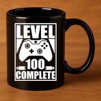 Level 100 Complete Video Gamer 100th Birthday 11oz C Handle Ceramic Mug
