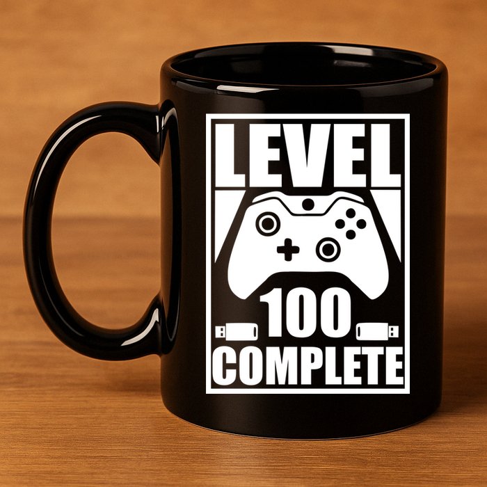 Level 100 Complete Video Gamer 100th Birthday 11oz C Handle Ceramic Mug