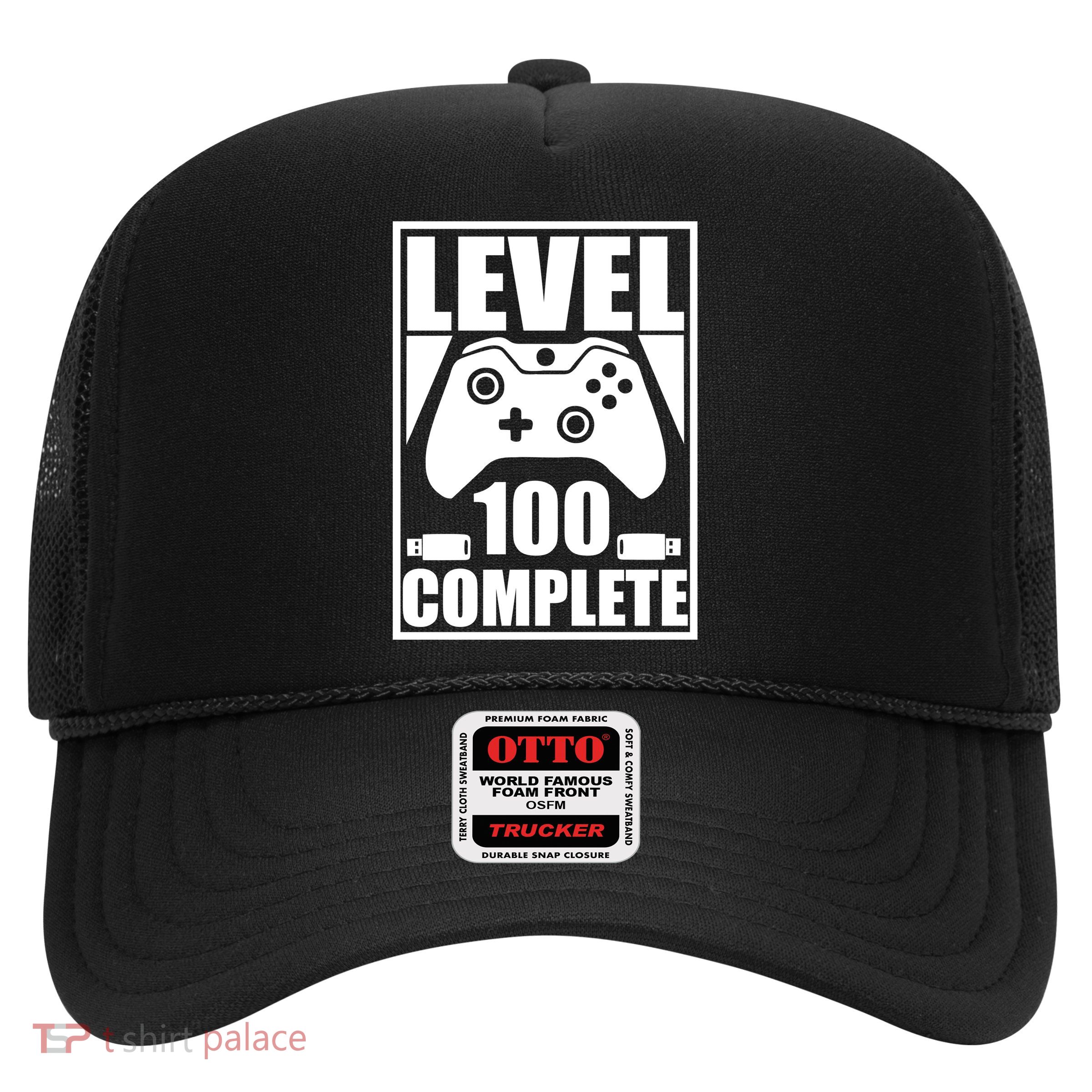 Level 100 Complete Video Gamer 100th Birthday Trucker Hat