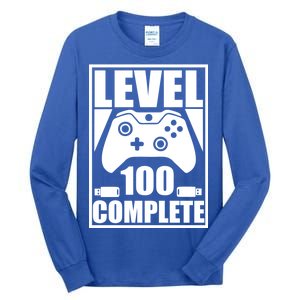 Level 100 Complete Video Gamer 100th Birthday Tall Long Sleeve T-Shirt