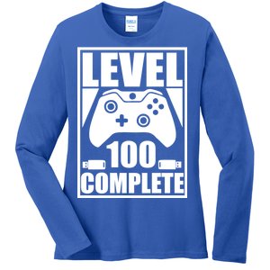 Level 100 Complete Video Gamer 100th Birthday Ladies Long Sleeve Shirt