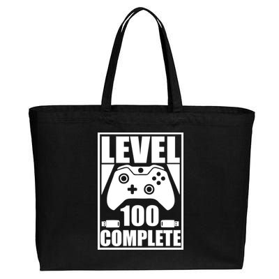 Level 100 Complete Video Gamer 100th Birthday Cotton Canvas Jumbo Tote