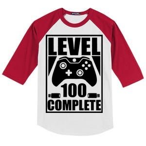 Level 100 Complete Video Gamer 100th Birthday Kids Colorblock Raglan Jersey