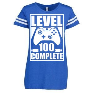 Level 100 Complete Video Gamer 100th Birthday Enza Ladies Jersey Football T-Shirt