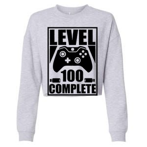 Level 100 Complete Video Gamer 100th Birthday Cropped Pullover Crew