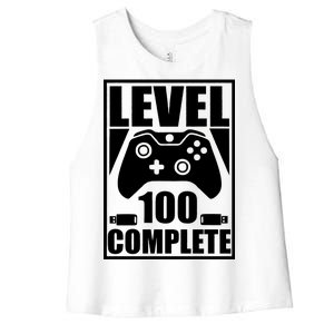 Level 100 Complete Video Gamer 100th Birthday Women's Racerback Cropped Tank