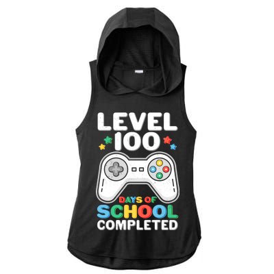 Level 100 Days Of School Completed Gamer Ladies PosiCharge Tri-Blend Wicking Draft Hoodie Tank