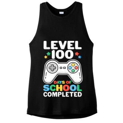 Level 100 Days Of School Completed Gamer Ladies PosiCharge Tri-Blend Wicking Tank