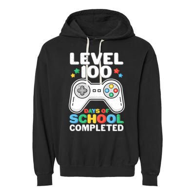 Level 100 Days Of School Completed Gamer Garment-Dyed Fleece Hoodie