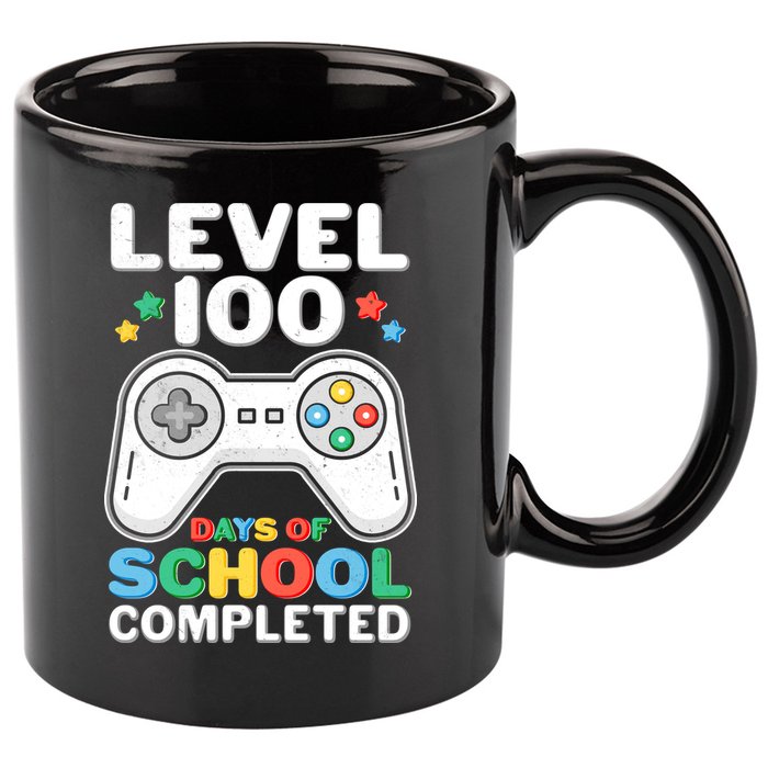 Level 100 Days Of School Completed Gamer 11oz C Handle Ceramic Mug