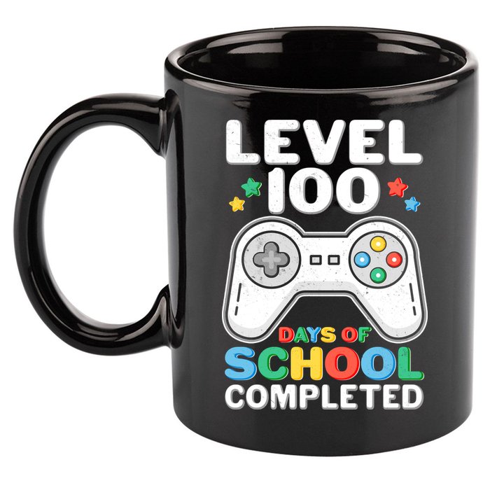 Level 100 Days Of School Completed Gamer 11oz C Handle Ceramic Mug