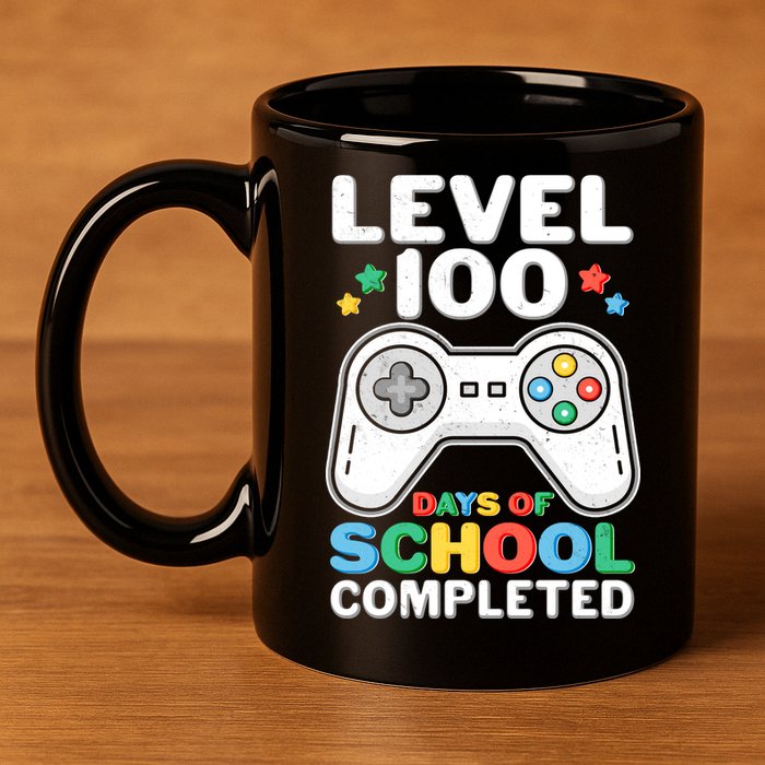 Level 100 Days Of School Completed Gamer 11oz C Handle Ceramic Mug