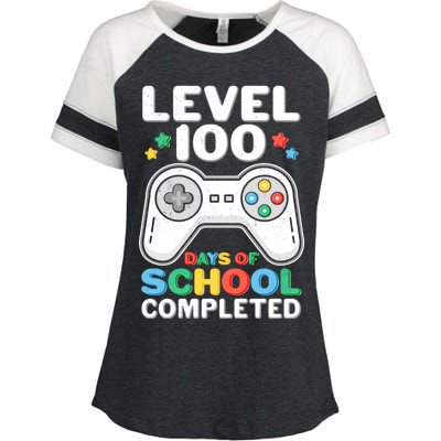 Level 100 Days Of School Completed Gamer Enza Ladies Jersey Colorblock Tee