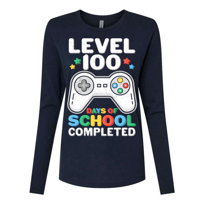 Level 100 Days Of School Completed Gamer Womens Cotton Relaxed Long Sleeve T-Shirt