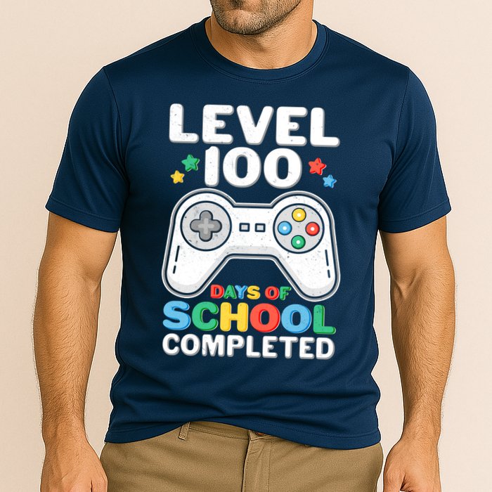 Level 100 Days Of School Completed Gamer Cooling Performance Crew T-Shirt