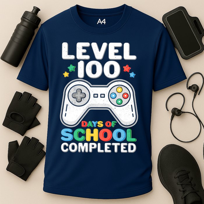 Level 100 Days Of School Completed Gamer Cooling Performance Crew T-Shirt