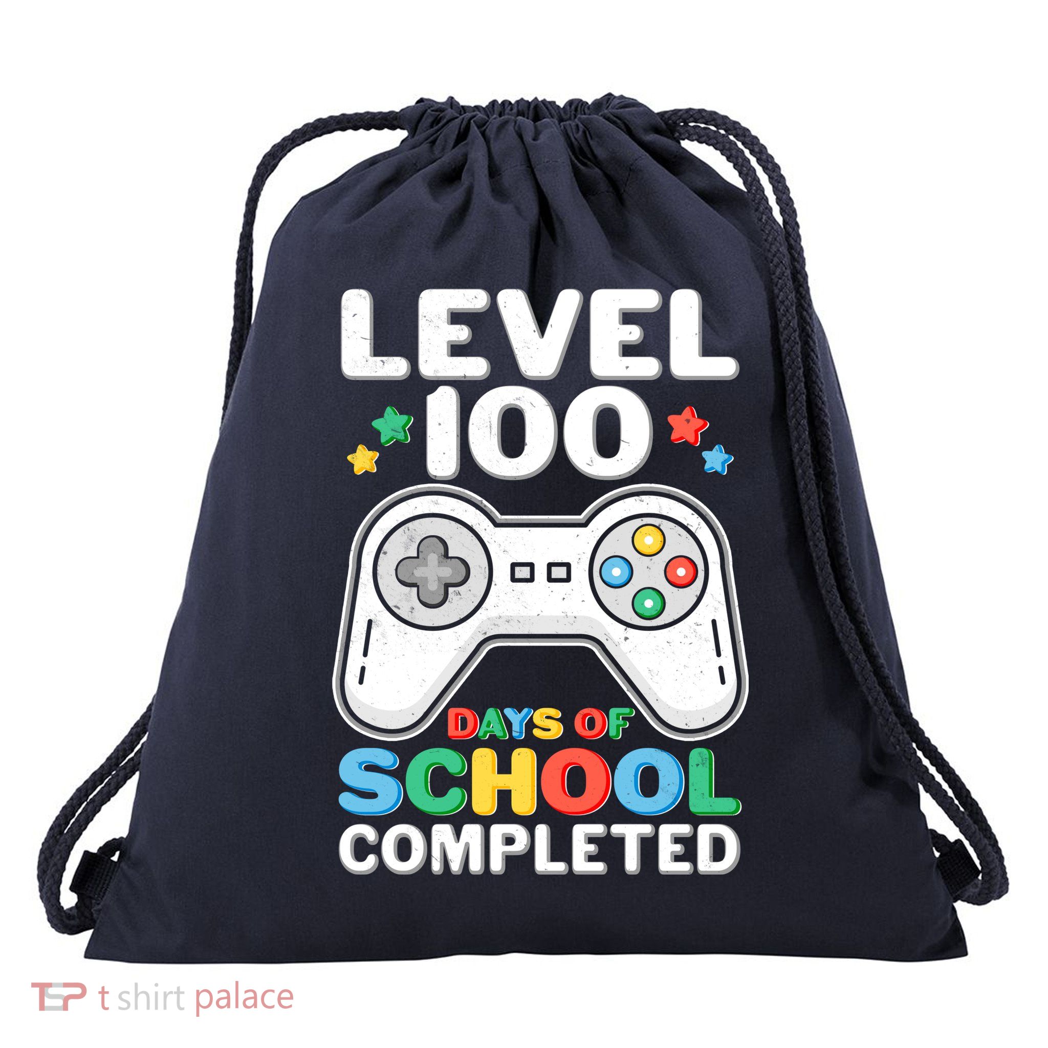 Level 100 Days Of School Completed Gamer Drawstring Bag