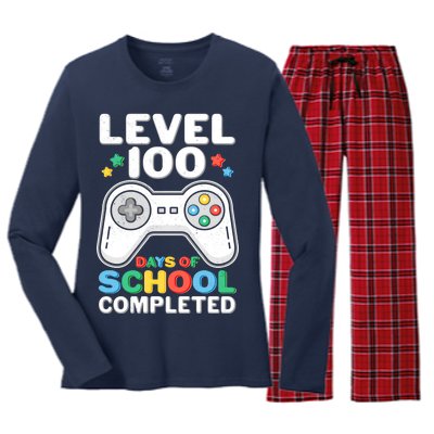 Level 100 Days Of School Completed Gamer Women's Long Sleeve Flannel Pajama Set 