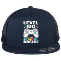 Level 100 Days Of School Completed Gamer Flat Bill Trucker Hat