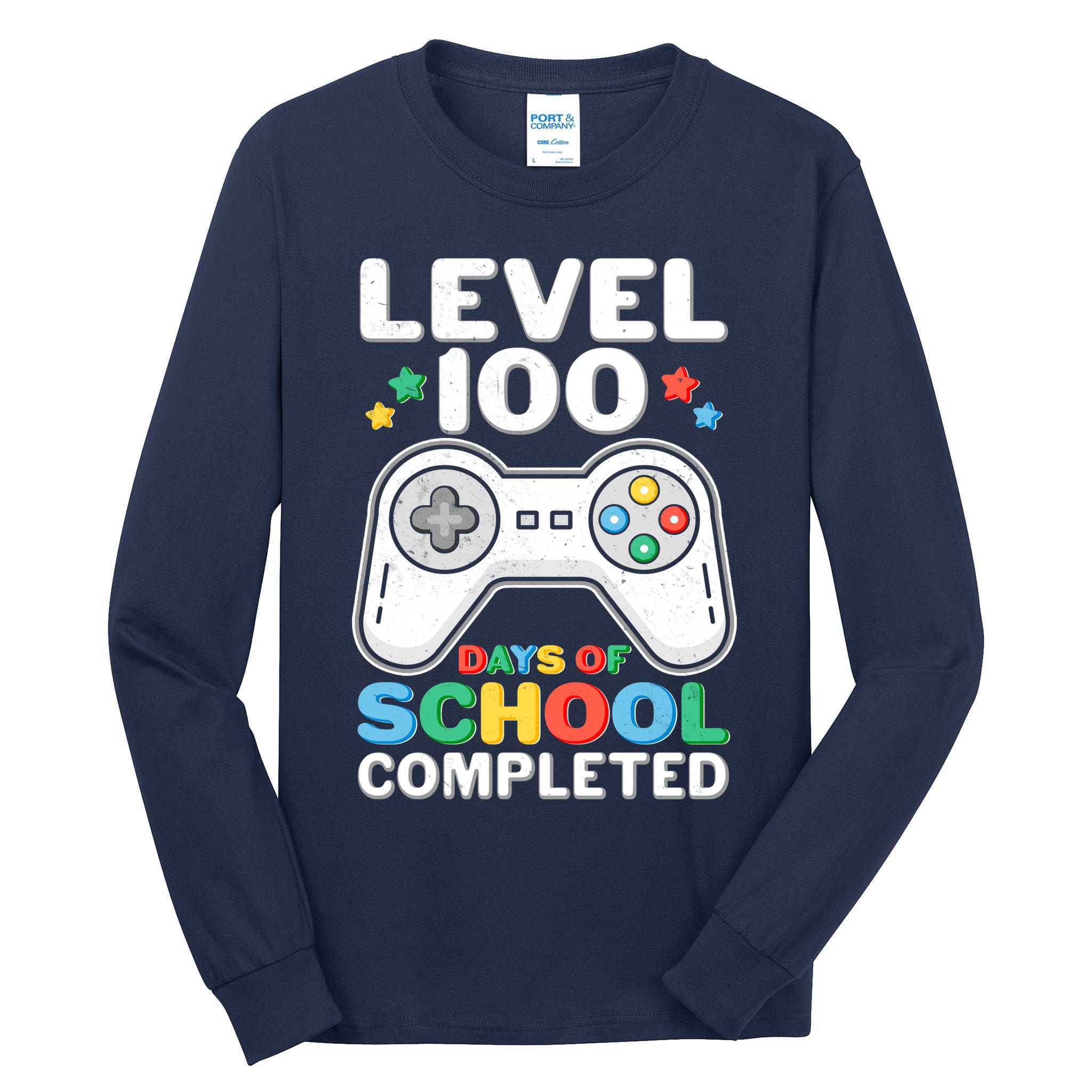 Level 100 Days Of School Completed Gamer Tall Long Sleeve T-Shirt