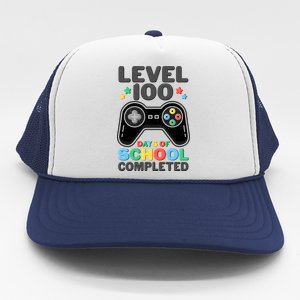 Level 100 Days Of School Completed Gamer Trucker Hat