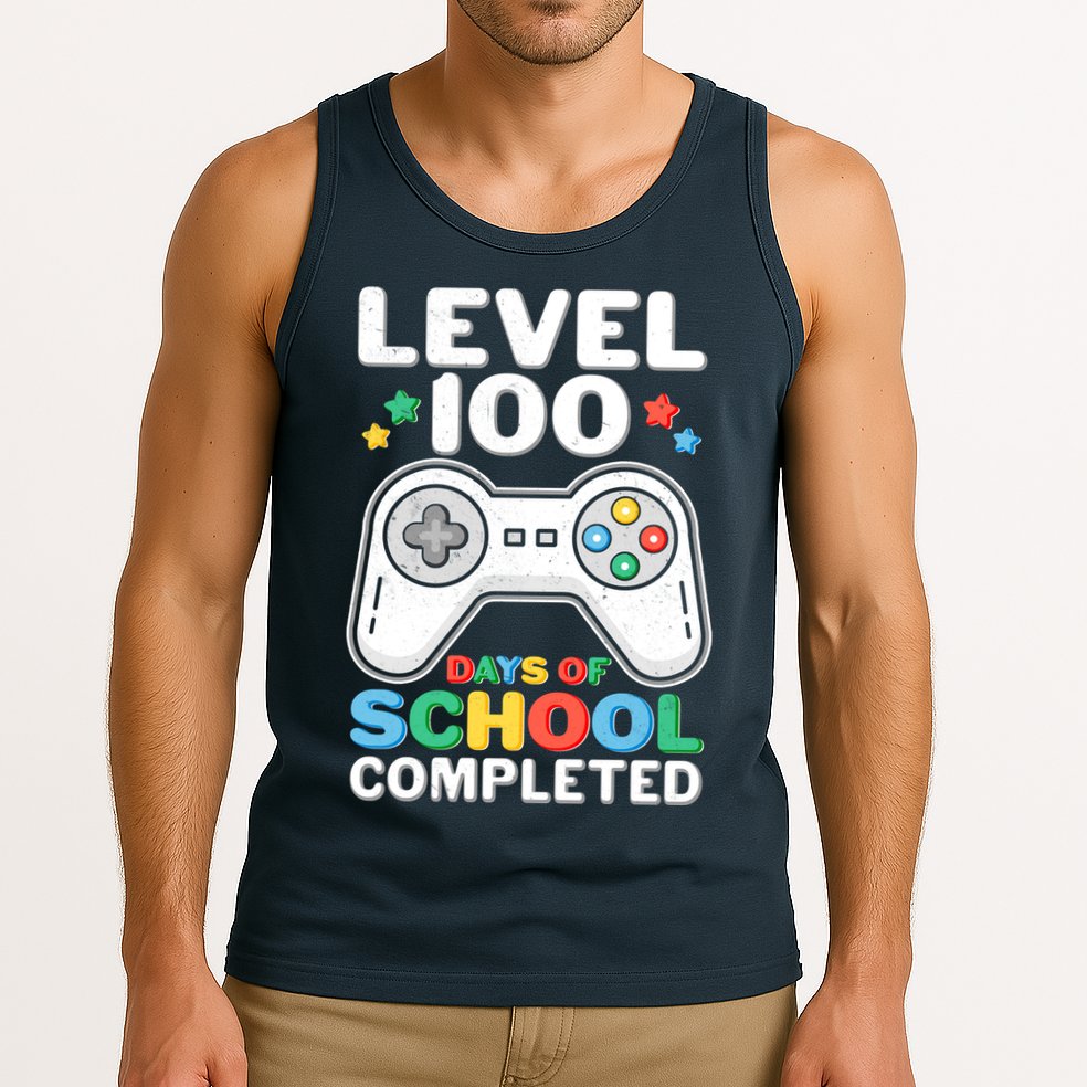 Level 100 Days Of School Completed Gamer Tank Top