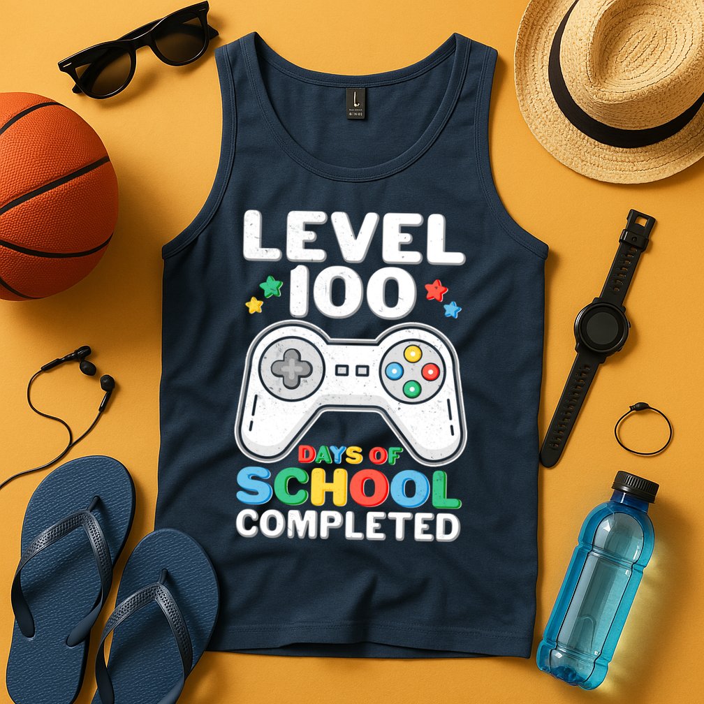 Level 100 Days Of School Completed Gamer Tank Top