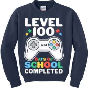 Level 100 Days Of School Completed Gamer Kids Sweatshirt