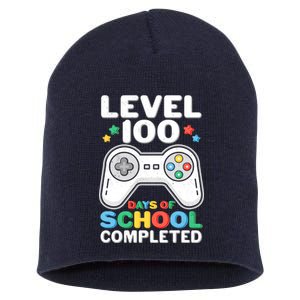 Level 100 Days Of School Completed Gamer Short Acrylic Beanie