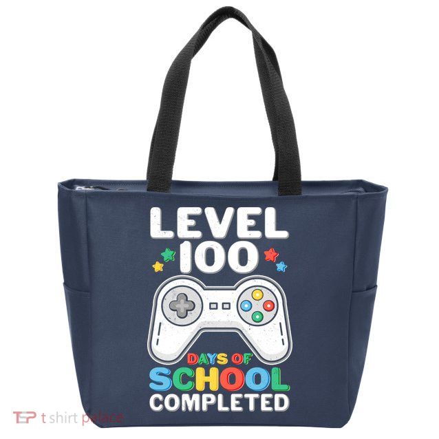 Level 100 Days Of School Completed Gamer Zip Tote Bag