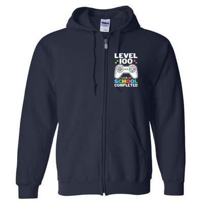 Level 100 Days Of School Completed Gamer Full Zip Hoodie