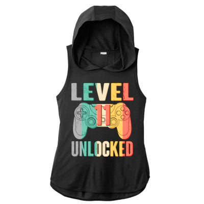 Level 11 Unlocked 11th Birthday Ladies PosiCharge Tri-Blend Wicking Draft Hoodie Tank