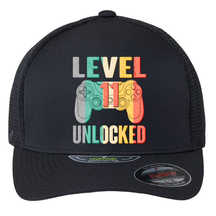 Level 11 Unlocked 11th Birthday Flexfit Unipanel Trucker Cap