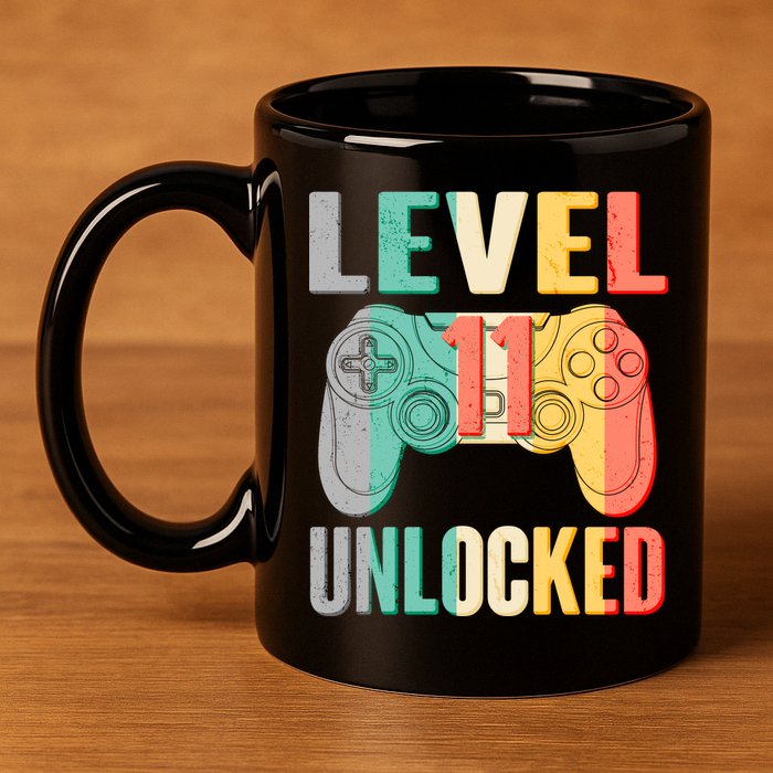 Level 11 Unlocked 11th Birthday 11oz C Handle Ceramic Mug
