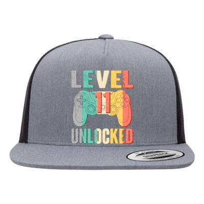 Level 11 Unlocked 11th Birthday Flat Bill Trucker Hat